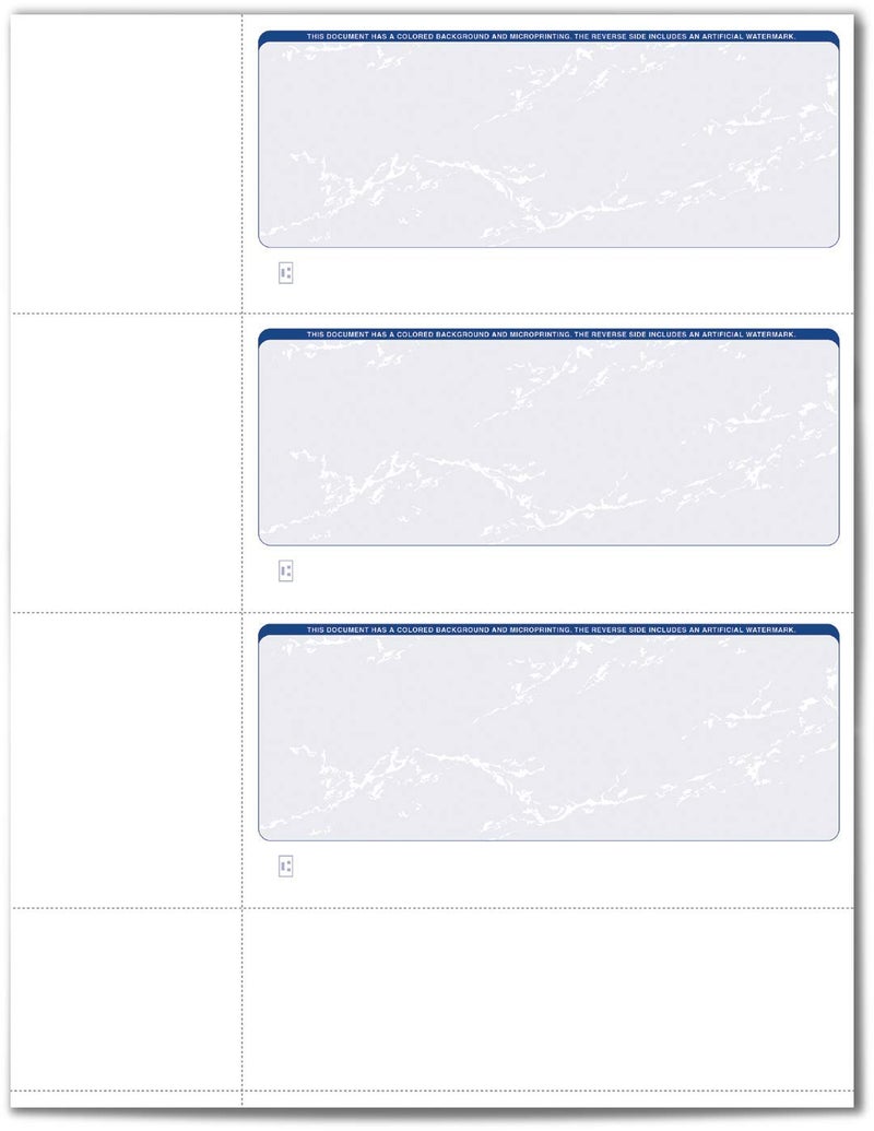VersaCheck Secure Checks - 750 Blank Business or Personal Wallet Checks - Blue Prestige - 250 Sheets Form #3001-3 Per Sheet (31BP01-01255-4) - Image 2